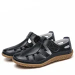 2025 Hollow Woman Shoes Genuine Leather Women Flats Summer Women's Loafers Breathable Beach Female Shoe Large Size 35-42