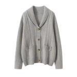 Vintage Women Sweater 100% Cashmere Cardigan Sweater Shawl Collar Jacquard Textured Autumn Winter Thick Warm Heavyweight Clothes