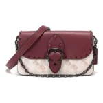 COACH Leather Chain Bag, Shoulder Bag Small Women's Burgundy Chalk White 4760-V5RGH