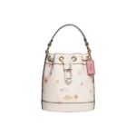COACH Dempsey Artificial Leather Bucket Bag, Handbag, Shoulder Bag, Crossbody Bag Small Women's White CF165-IMCAH