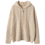 Women's Sweater Casual Hooded Cardigan Sweater 100% Cashmere Clothes Jacquard Drawstring Autumn Winter Fashion Warm Long Sleeve