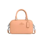 COACH Smooth Leather Bowling Bag, Handbag, Shoulder Bag, Crossbody Bag Small Women's Silver & Faded Blush CT776-SVS9W