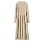 Women's Long Dress Thick Soft 100% Cashmere Sweater Comforable Warm Clothes Retro Grace O-Neck Slimming Knitwear Female Clothing